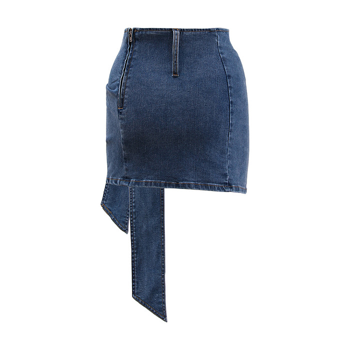 SUPER WHOLESALE | Bowknot High-Waist Denim Pencil Skirt