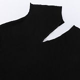 SUPER WHOLESALE | Half-Turtleneck Slim Hollow-Out Long-Sleeve Knit Top