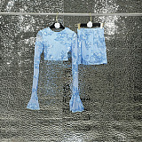 SUPER WHOLESALE | Embroidered Bell-Sleeve Top And High-Waist Skirt Set