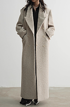SUPER WHOLESALE | Woolen Double-Breasted Waist-Cinching Long Coat