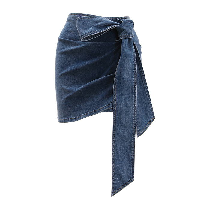 SUPER WHOLESALE | Bowknot High-Waist Denim Pencil Skirt
