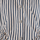SUPER WHOLESALE | Contrast Color Denim Zipper Loose Striped Shirt