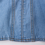 SUPER WHOLESALE | Ruffled Patchwork Denim Mini Skirt
