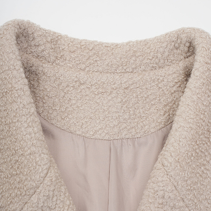 SUPER WHOLESALE | Woolen Double-Breasted Waist-Cinching Long Coat