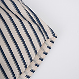 SUPER WHOLESALE | Contrast Color Denim Zipper Loose Striped Shirt