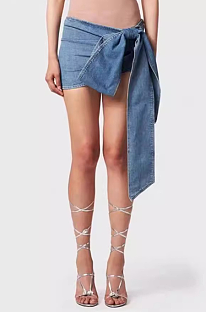 SUPER WHOLESALE | Bowknot High-Waist Denim Pencil Skirt