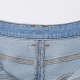 SUPER WHOLESALE | Ruffled Patchwork Denim Mini Skirt
