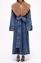 SUPER WHOLESALE | Detachable Fur Collar Over-Knee Coat