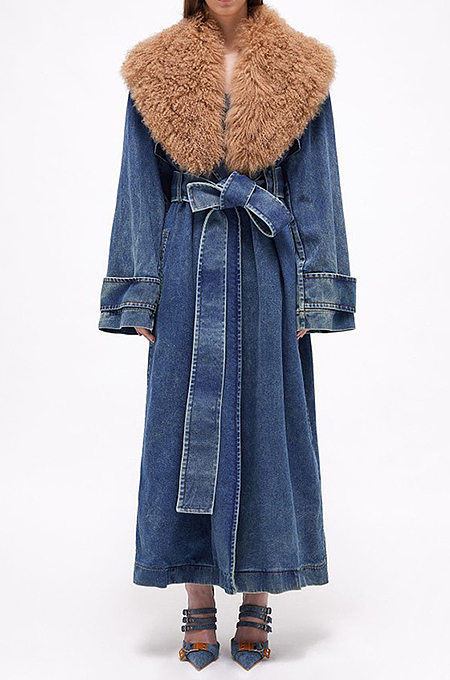 SUPER WHOLESALE | Detachable Fur Collar Over-Knee Coat