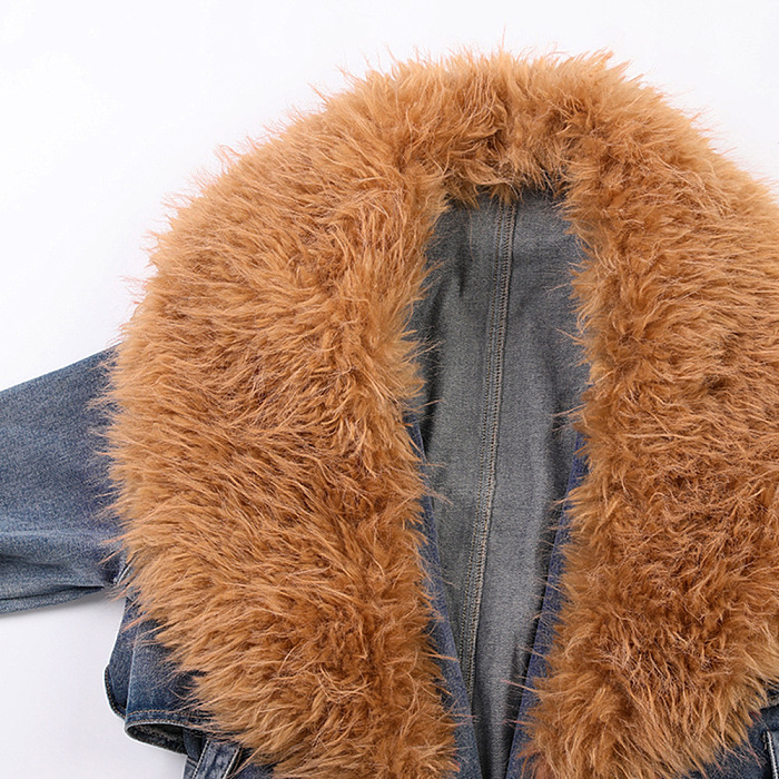 SUPER WHOLESALE | Detachable Fur Collar Over-Knee Coat