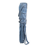 SUPER WHOLESALE |Ribbon-Decorated Back-Slit Cargo Pants