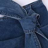 SUPER WHOLESALE | Bowknot High-Waist Denim Pencil Skirt