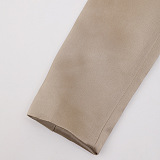 SUPER WHOLESALE | V-Neck Double-Breasted Belted Waist Blazer With Skirt