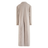 SUPER WHOLESALE | Woolen Double-Breasted Waist-Cinching Long Coat