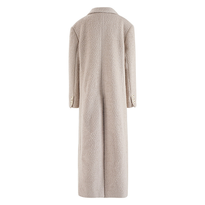 SUPER WHOLESALE | Woolen Double-Breasted Waist-Cinching Long Coat