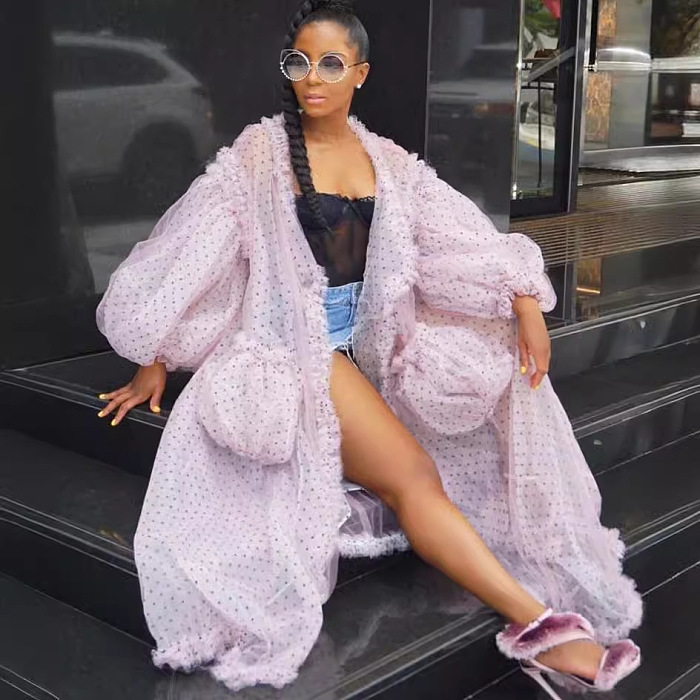 SUPER WHOLESALE | Lace Overlay Loose Mesh Jacket