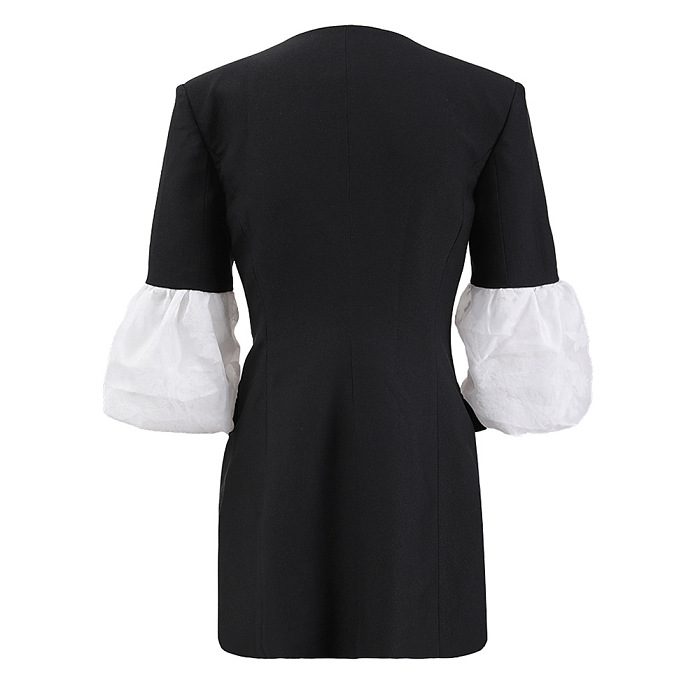 SUPER WHOLESALE | Puff-Sleeve Patchwork Blazer Dress