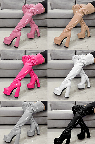 SUPER WHOLESALE | Patent Leather High-Heel Knee-High Boots