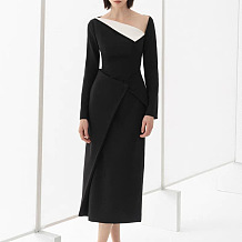 SUPER WHOLESALE | Asymmetric Waist-Cinching Elegant Long Dress