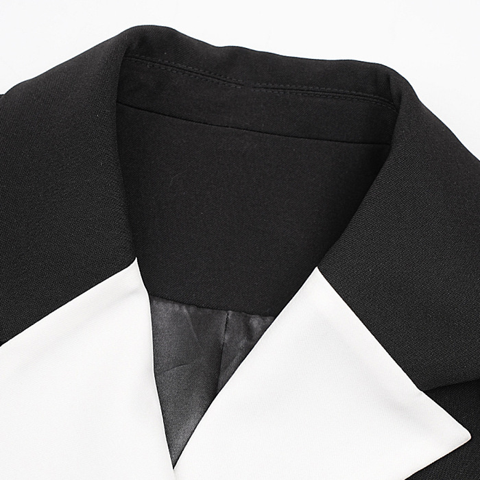 SUPER WHOLESALE | Double-Breasted Contrast Blazer Dress
