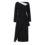 SUPER WHOLESALE | Asymmetric Waist-Cinching Elegant Long Dress