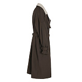 SUPER WHOLESALE | Contrast Double-Breasted Patchwork Trench Coat