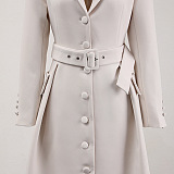 SUPER WHOLESALE | Belted Blazer-Collar Coat