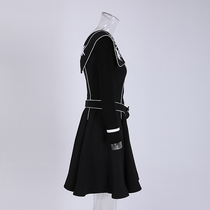 SUPER WHOLESALE | Floral Embroidered Waist-Cinching Dress