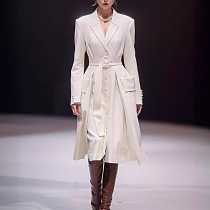 SUPER WHOLESALE | Belted Blazer-Collar Coat