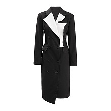 SUPER WHOLESALE | Double-Breasted Contrast Blazer Dress