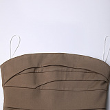 SUPER WHOLESALE | Ruched Asymmetric Strapless Top And Skirt