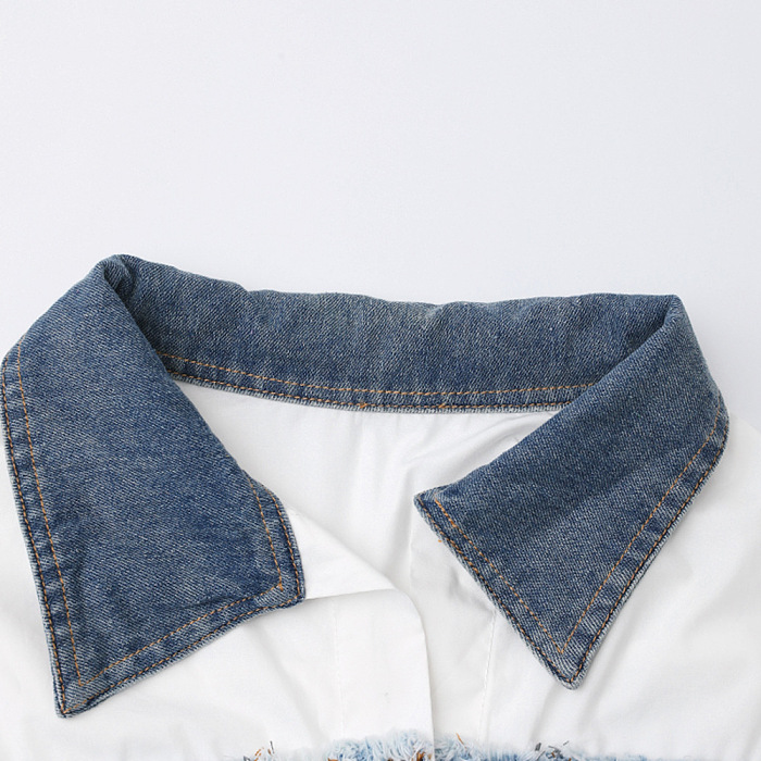 SUPER WHOLESALE | Patchwork Denim Shirt
