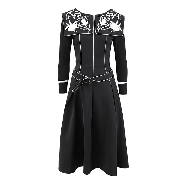 SUPER WHOLESALE | Floral Embroidered Belted Dress