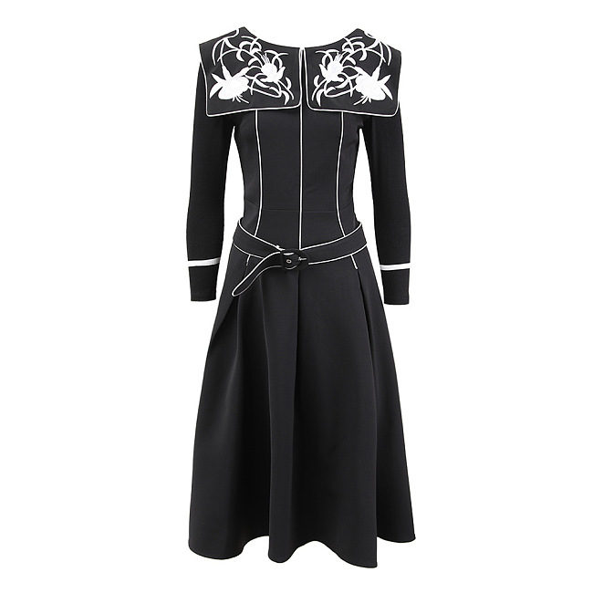 SUPER WHOLESALE | Floral Embroidered Belted Dress