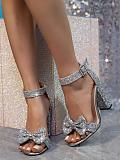 SUPER WHOLESALE | Bowknot Ankle-Strap Block-Heel Sandals