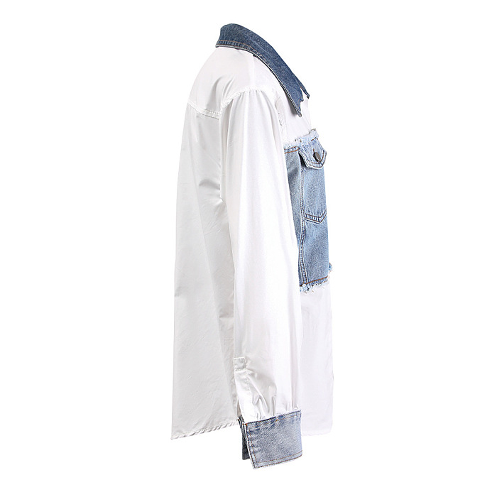 SUPER WHOLESALE | Patchwork Denim Shirt