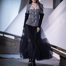 SUPER WHOLESALE | Patchwork Mesh Skirt Set