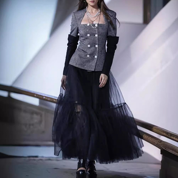 SUPER WHOLESALE | Patchwork Mesh Skirt Set