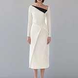 SUPER WHOLESALE | Asymmetric Waist-Cinching Elegant Long Dress