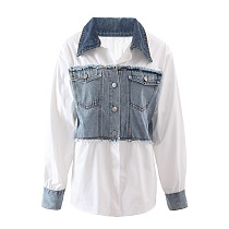 SUPER WHOLESALE | Patchwork Denim Shirt