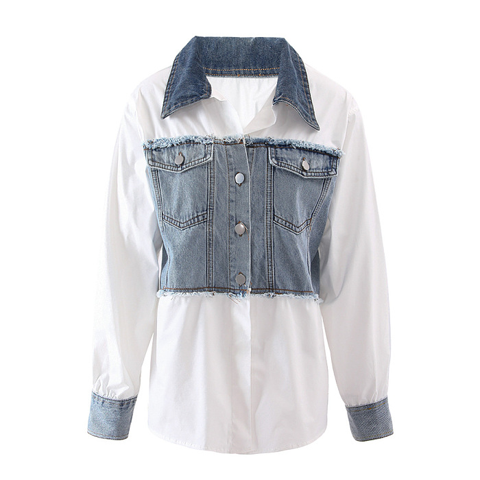 SUPER WHOLESALE | Patchwork Denim Shirt