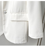 SUPER WHOLESALE | Single-Breasted Patchwork Mesh Ruffle-Sleeve Blazer