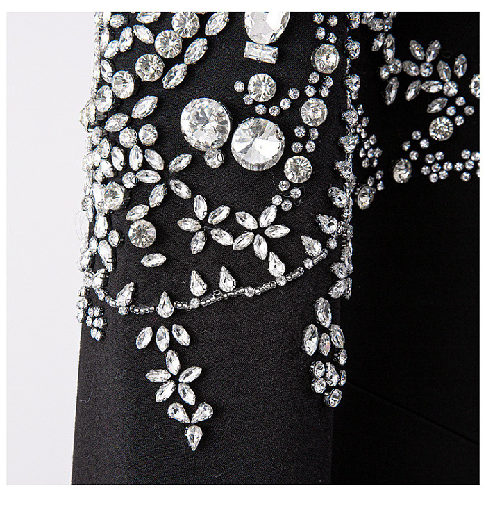 SUPER WHOLESALE | Rhinestone-Embellished Black Fuzzy Cuff Coat