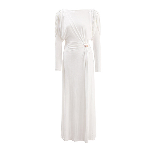 SUPER WHOLESALE |Metal-Buckle Twisted Ruched Waist-Cinching Dress