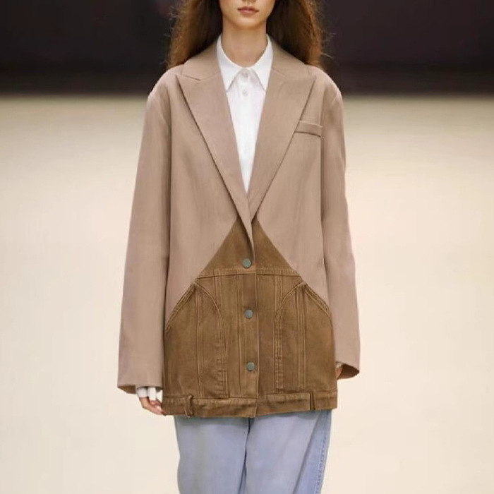 SUPER WHOLESALE | Contrast Color Patchwork Blazer