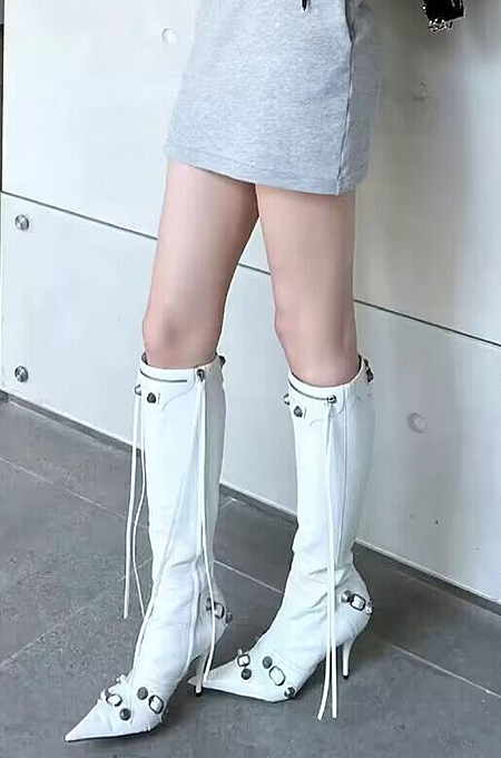 SUPER WHOLESALE | High-Heel Studded Side-Zip Over-The-Calf Boots