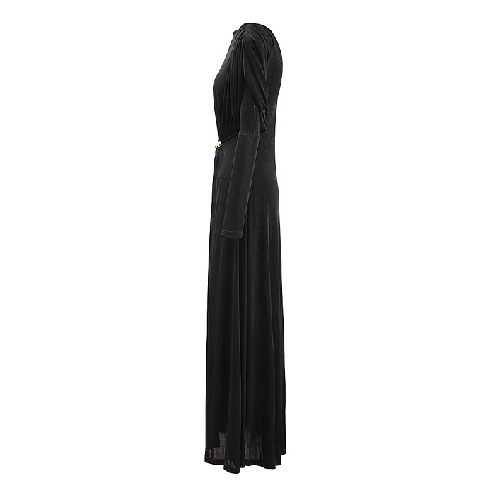 SUPER WHOLESALE |Metal-Buckle Twisted Ruched Waist-Cinching Dress