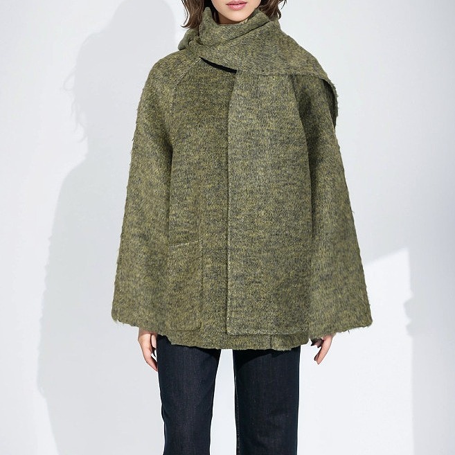 SUPER WHOLESALE | Double-Faced Wool Coat With Detachable Scarf