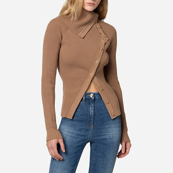 SUPER WHOLESALE | Deconstructed Slit Asymmetric Knit Sweater
