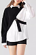 SUPER WHOLESALE | Collared Long-Sleeve Loose Shirt With One-Shoulder Knit Overlay